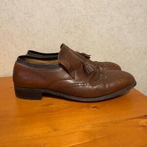 Vintage Nettleton Men's Brown Leather Wingtip Tassel Loafers Dress Shoes 12 D